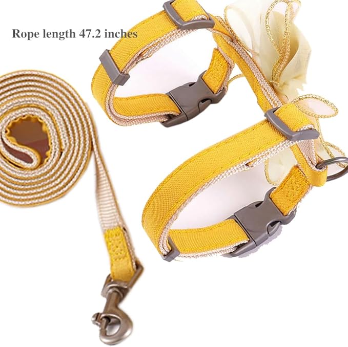 Adjustable Cat Harness with Leash and Bow-Tie, for Small to Medium Cats, Pink (Orange, M)