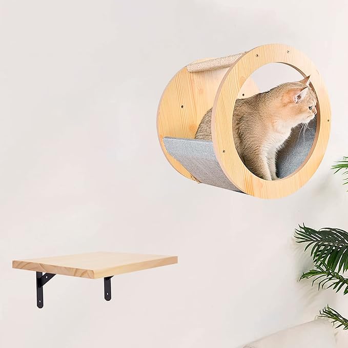 2 Pack Wall Mounted Cat Climbing Step Shelf Cat Hideaway Platform Climber Wooden Cat Step Cat Wall Furniture for Indoor Cat Playing Jumping Lounging 7.87 x 9.84 Inch / 20 x 25cm