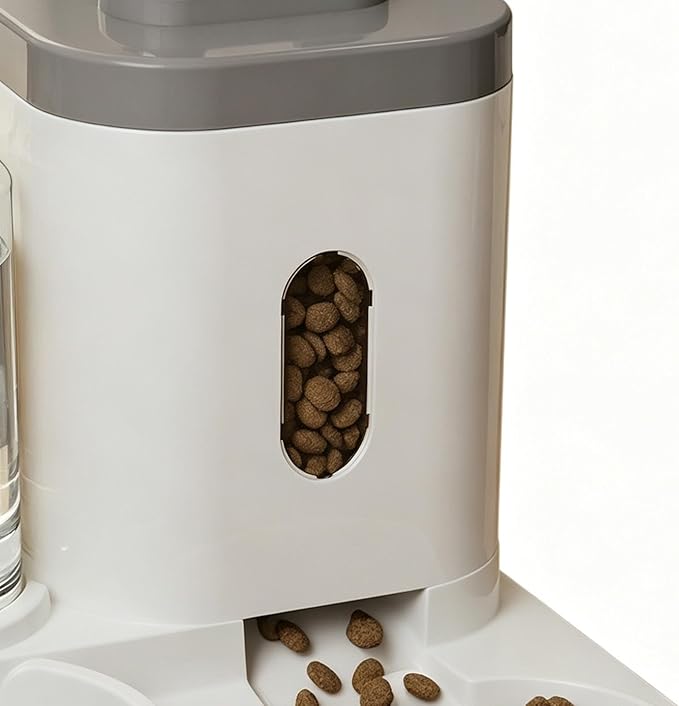 Automatic Cat Feeder - Food Water Dispenser, Cat Automatic Feeder for Timed Meal Management, Robust Animal Piece, Pet Care Item with Flow Supply, Seamless Provision Unit for Feeding