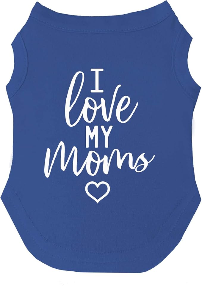 I Love My Moms (Two) Mother's Day Dog Tee Shirt | Sleeveless | Sizes for All Ages and Breeds | Pride Day | LGBTQ+ | Rainbow | Parade |Royal Blue, 2X-Large 175