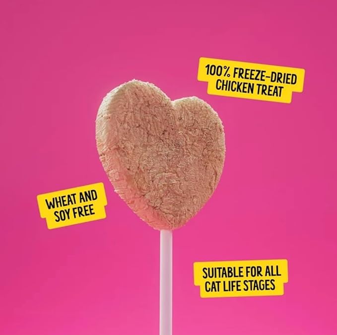 Bonkers Purrpops, Freeze Dried Chicken Flavored Lollipop Cat Treats, 36 pk with 2 Pom Pom Cat Toys Balls!