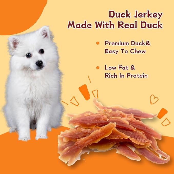 Duck Jerky Dog Treats, High-Protein & Low-Fat Chewy Snacks, Novel Protein for Sensitive Dogs & Shiny Coats, Grain-Free (3 Pack x 14.11 Ounce(Pack of 3),Duck)