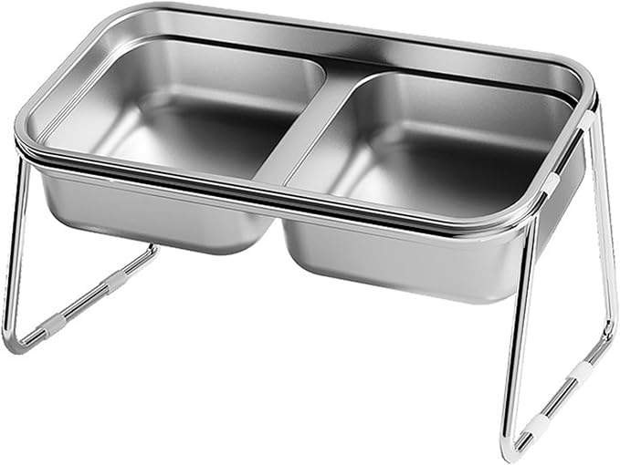 Elevated Cats Bowls Feeders Rustless Steel Bowl Stand with Weighted Base Feeding & Watering Pet Supply