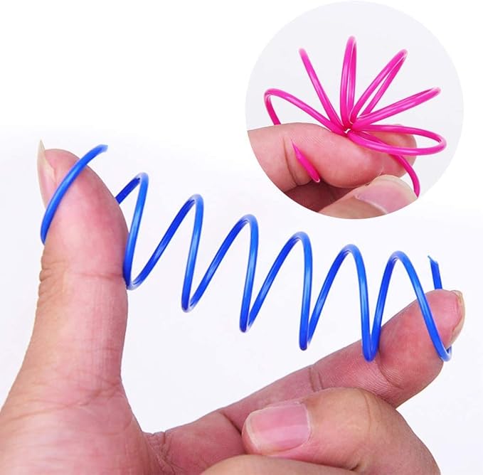 ISMARTEN Cat Spring Toy (30 Pack), Cat Kittens Toys Plastic Coil Spiral Springs for Swatting, Biting, Hunting, and Active Healthy Play (Random Color)