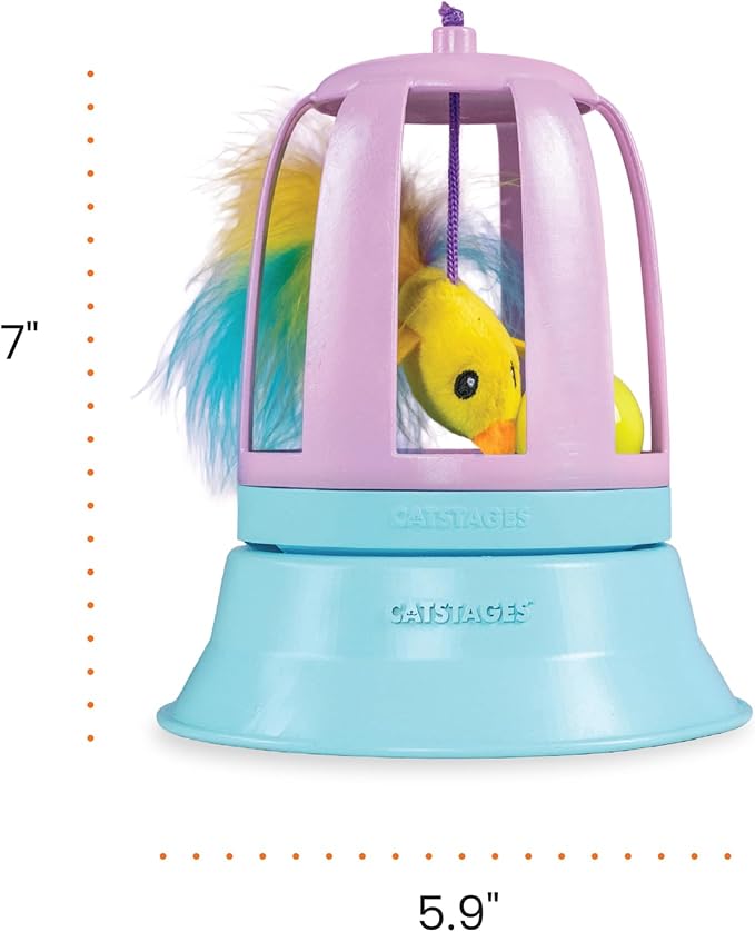 Catstages 2-in-1 Chirping Bird Interactive Cat Toy – Touch-Activated Toy with Sound and Ball Track Fun, Standalone Toy or Track Add-On, Purple
