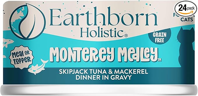 Earthborn Holistic Monterey Medley Skipjack Tuna and Grilled Mackerel Dinner Wet Cat Food, 3-Ounce Per Pacakge, 24-Pack