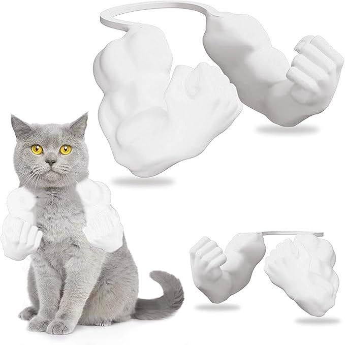 Cat Arms Muscle Arms for Cats Neck Funny 3D Printed Arm Cosplay Accessories (White)