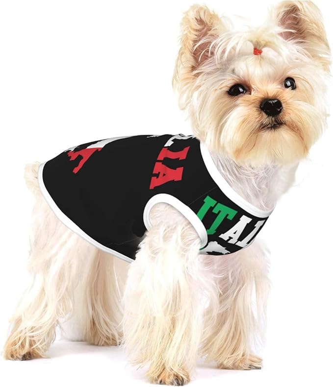 Italia Flag Italy Italian Italiano Map Dog Shirts Sleeveless Puppy Cotton T-Shirts Breathable Dog Clothes Pet Apparel Tank Top Pullover Doggy Cozy Canine Wear for Small Dogs Cats Black Medium