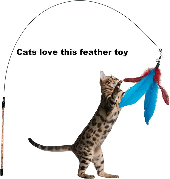 CATENESS Cat Feather Toys Refills, 10 Pieces Cat Wand Replacement Feathers Toy for Indoor Cats