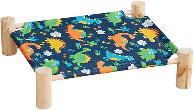 Raised Cat Bed - Wooden Dog Elevated Indoor Outdoor Bed, Cat and Dog Hammock Cot, Removable Sleeping Furniture for Home Living Room Apartment Dorm Outdoor Patio Balcony Porch Corner