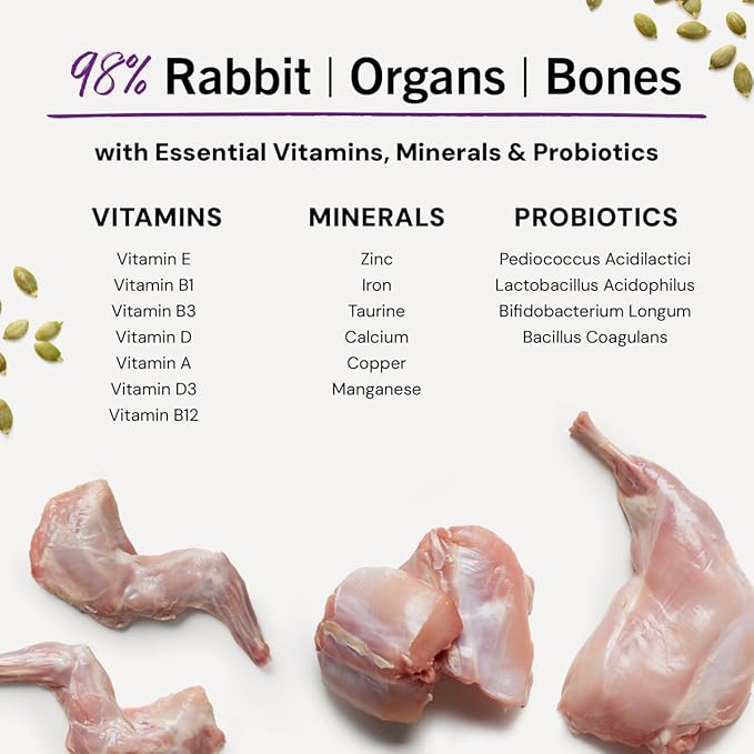 Stella & Chewy's Freeze-Dried Raw Cat Dinner Morsels - Premium Rabbit Recipe with 98% Responsibly-Sourced Meat & Organs - Natural Grain-Free Cat & Kitten Food - Made in USA - 8 oz