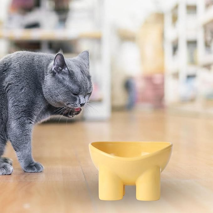 Cat Food Bowl, Cat Bowl, Hassle Food Bowl, Non Bowl for Food and Water, Yellow