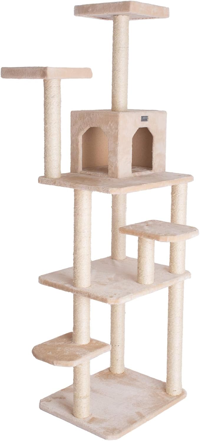 GleePet GP78740821 Cat Tree, 74-Inch, Beige