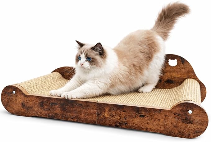 Upgraded Sisal Cat Scratcher Bed，28" Cozy Cat Couch Lounger for Indoor Cats, Long Heavy Duty Scratch Pad for Big Cats up to 40lbs, Modern Furniture Protector