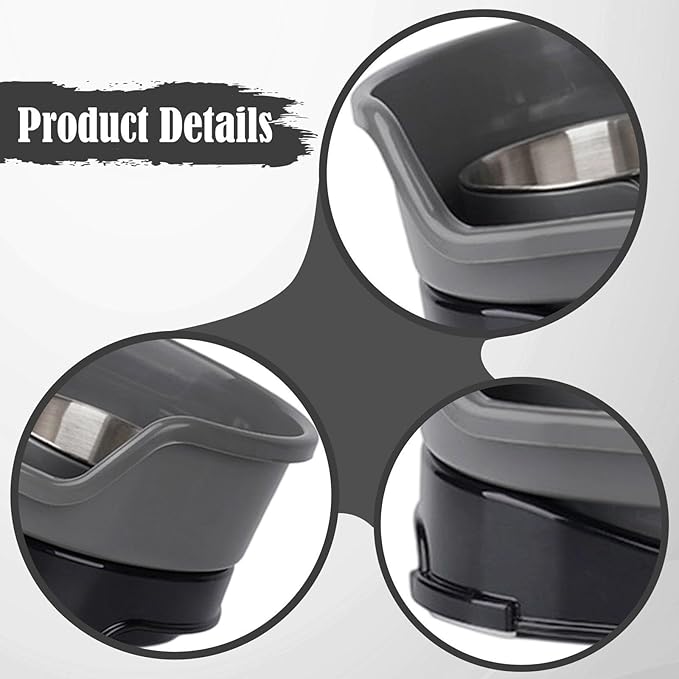 Gralara Cat Water and Food Bowl Feeder Feeding Dish Easy to Clean Non Slip Double Bowl Pet Feeder for Small Dogs, Gray