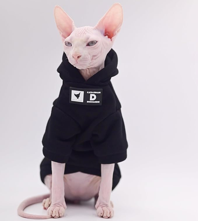 Sphynx Cat Apparel Kitty Clothes Autumn and Winter Hairless Cat Outfits Bald Cat Clothes for Devon Rex Cats, Cornish Cats (XX-Large)