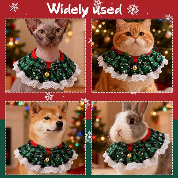 Dog and Cat Christmas Bandana Pet Food Bib Scarf Holiday Pet Bandanas for Dogs Cats Droop Bib Boy Girl Cat Festive Christmas Outfit for Pets Eating Scarf Adjustable Dog Neck Bandana Cat Xmas Costume
