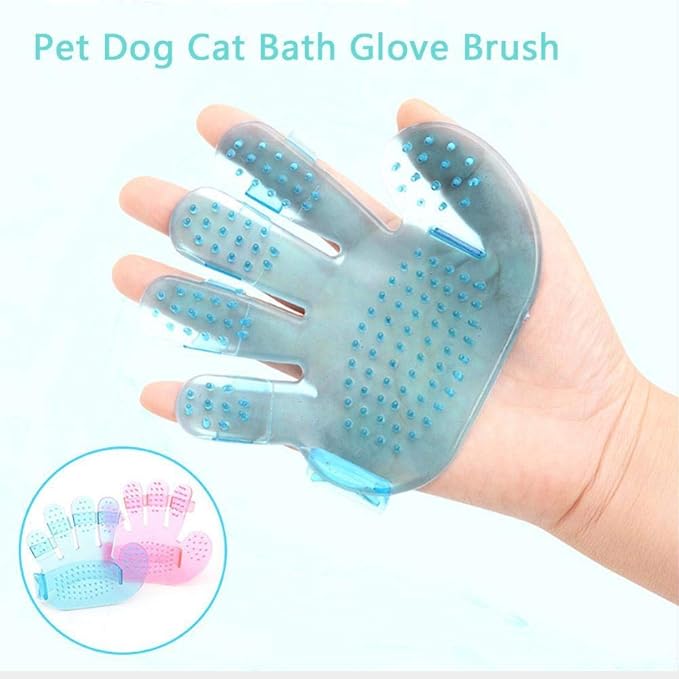 Pet Comb Rubber Pet Combs Pet Glove Comb Dog Pet Hair Grooming Cleaning Glove Hair Remover Massage Comb 2Pcs Blue