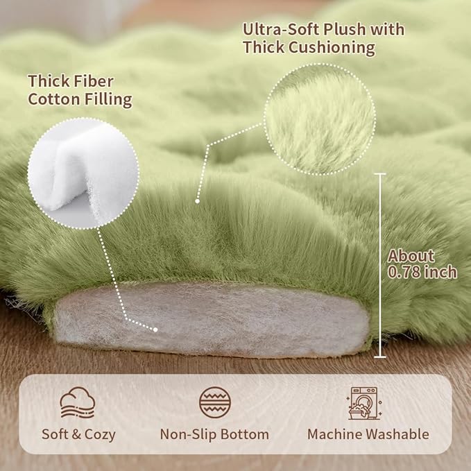 SOMAHE Cat Bed Mat, Soft Plush Faux Fur Kneading Pet Bed, Machine Washable Cat Sleeping Pad for Indoor Cats & Kittens, Non-Slip Fluffy Cat Rug for Couch Sofa Floor, 23x15 Inch Green