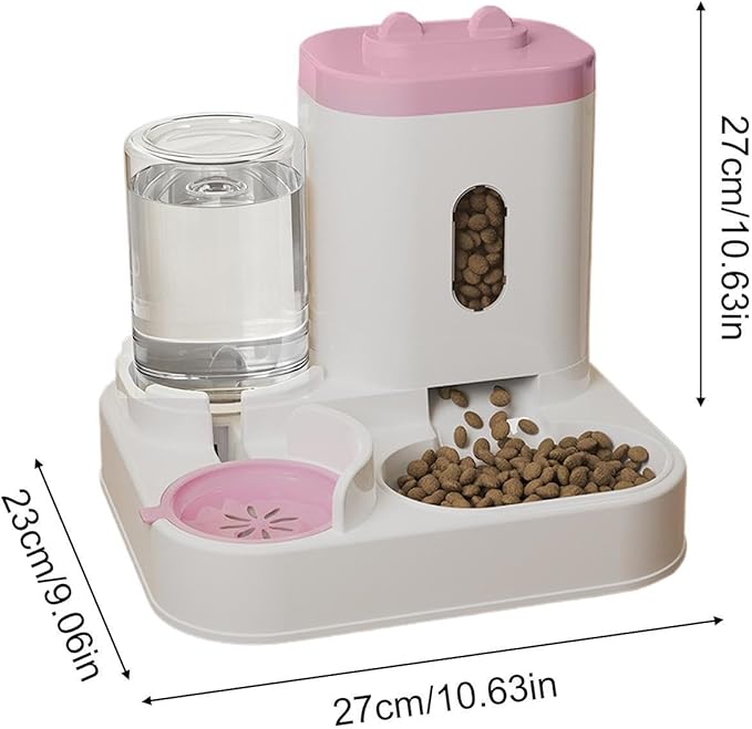 Automatic Cat Feeder - Food Water Dispenser, Cat Automatic Feeder for Timed Meal Management, Robust Animal Piece, Pet Care Item with Flow Supply, Seamless Provision Unit for Feeding