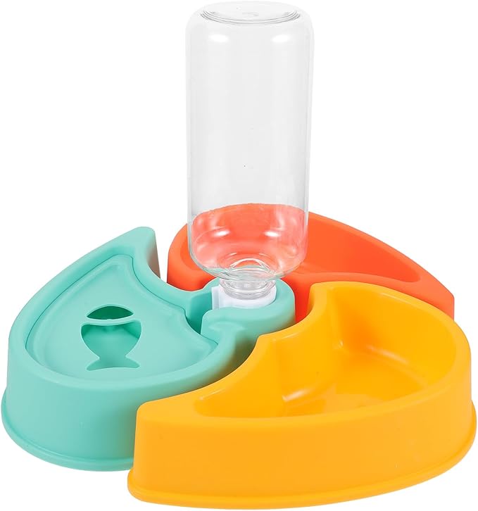 UPKOCH Automatic Cat and Dog Feeder with Detachable Anti-Skid Food and Water Bowls, Small Size Pet Feeding Dish for Dry and Wet Food Separation, Self-Watering Pet Bowl for Cats and Dogs