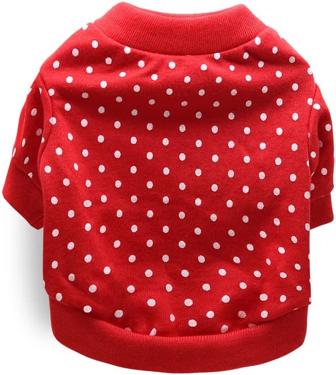 2 Pieces Dog Shirts with Breathable and Comfort Small Medium Dog Clothes Outfits for Small Puppy Cat Pets (Large, White Dots, Blue Stripes)