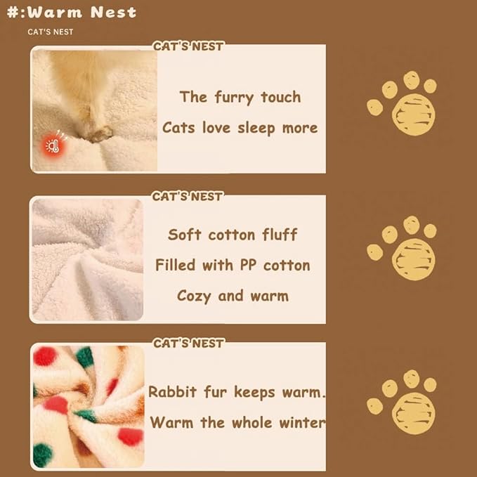 Winter Warming Cat Sleeping Bag，Soft Plush Sleeping Bag for Indoor Cats，Cozy Pet Nest for Cats and Dogs, Portable Calming Pet Nests，Cat Cave Bed Self Warming (Dot, Large（22.5 * 18.8 in）)