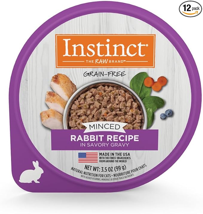 Instinct Original Minced Natural Wet Cat Food, Grain Free Recipe - Real Rabbit, 3.5 oz. Cups (Pack of 12)