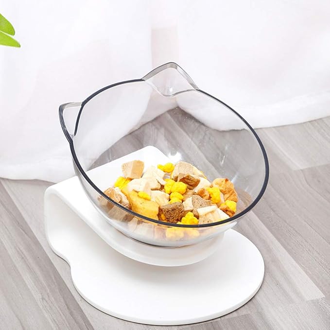Balacoo Cat Feeder Bowl 15° Tilted Cat Bowl Whisker-Friendly Stainless Steel Easy to