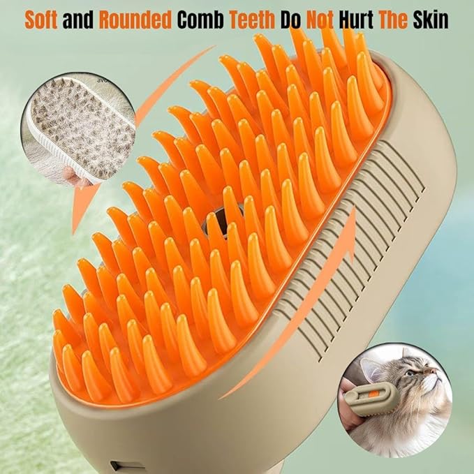 Pet Steam Grooming Brush, Cat and Dog Comb, 3-in-1 Steam Brush for Grooming, Massage, Cleaning, Multifunctional Pet Hair Removal Comb
