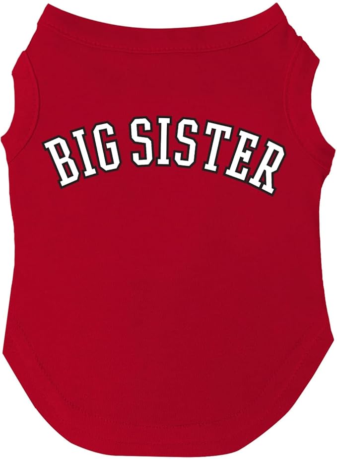 Big Sister Dog Tee Shirt | Sleeveless | Sizes for Puppies, Toys and Large Breeds (Red, 3X-Large 895)