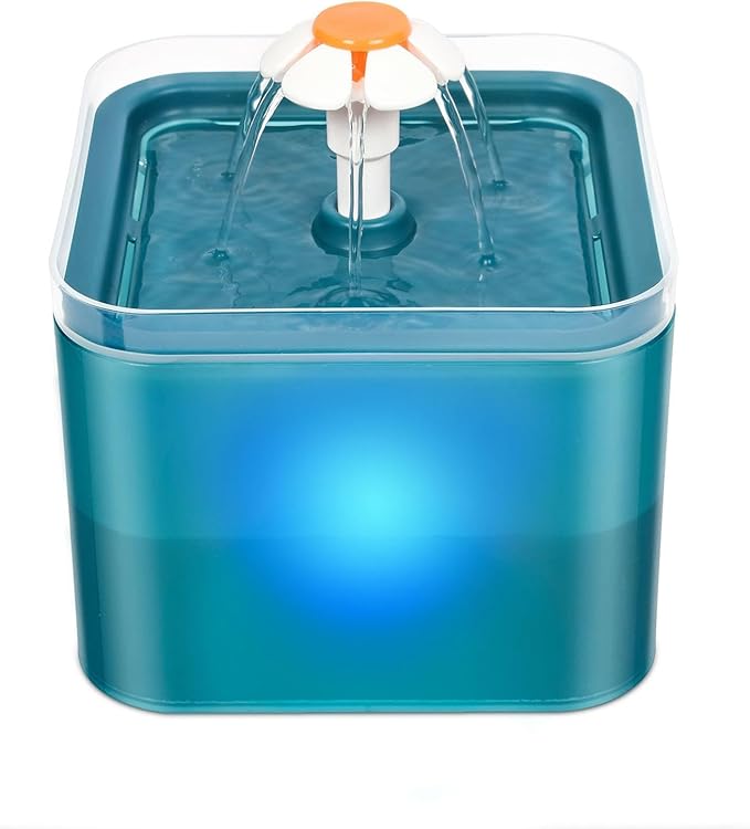 2L Cat Water Fountain,Pet Automatic Drinking Dispenser Watering Supplies, Ultra Silent Drinking Dispenser Bowl with LED Light, for Cats and Small Dogs,B