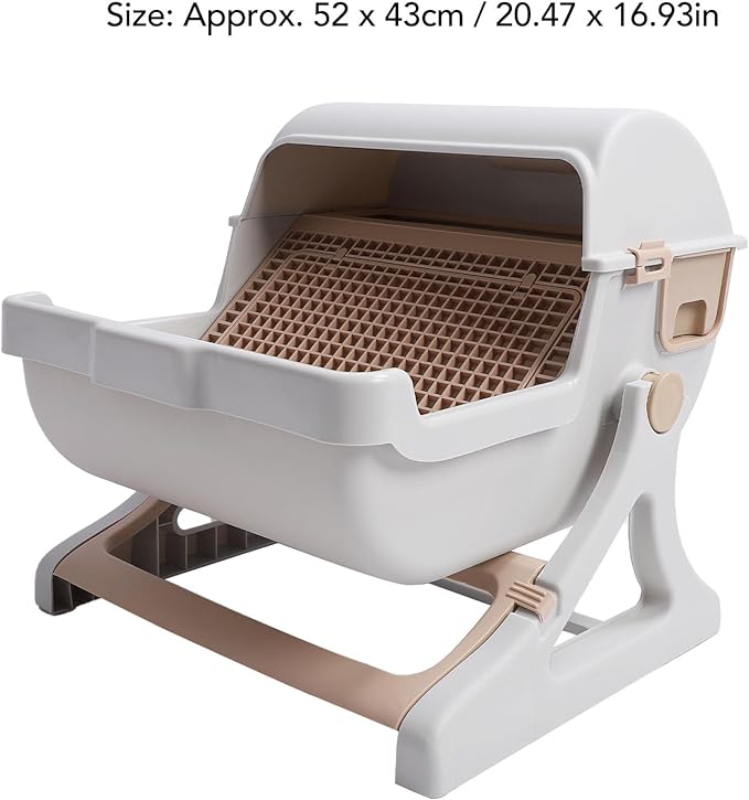 Focket Semi-Automatic Cat Box, Large Capacity Plastic Box with Odor Control for Multiple Cats