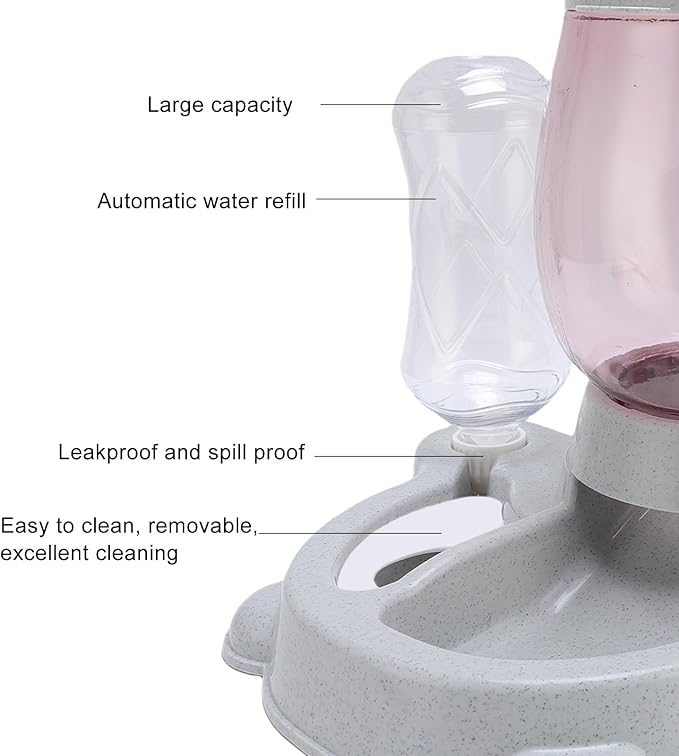 Zunate Automatic Pet Feeder and Water Dispenser Combo, Large Capacity AntiSpill Bowl with OneTouch Press for Cats and Dogs