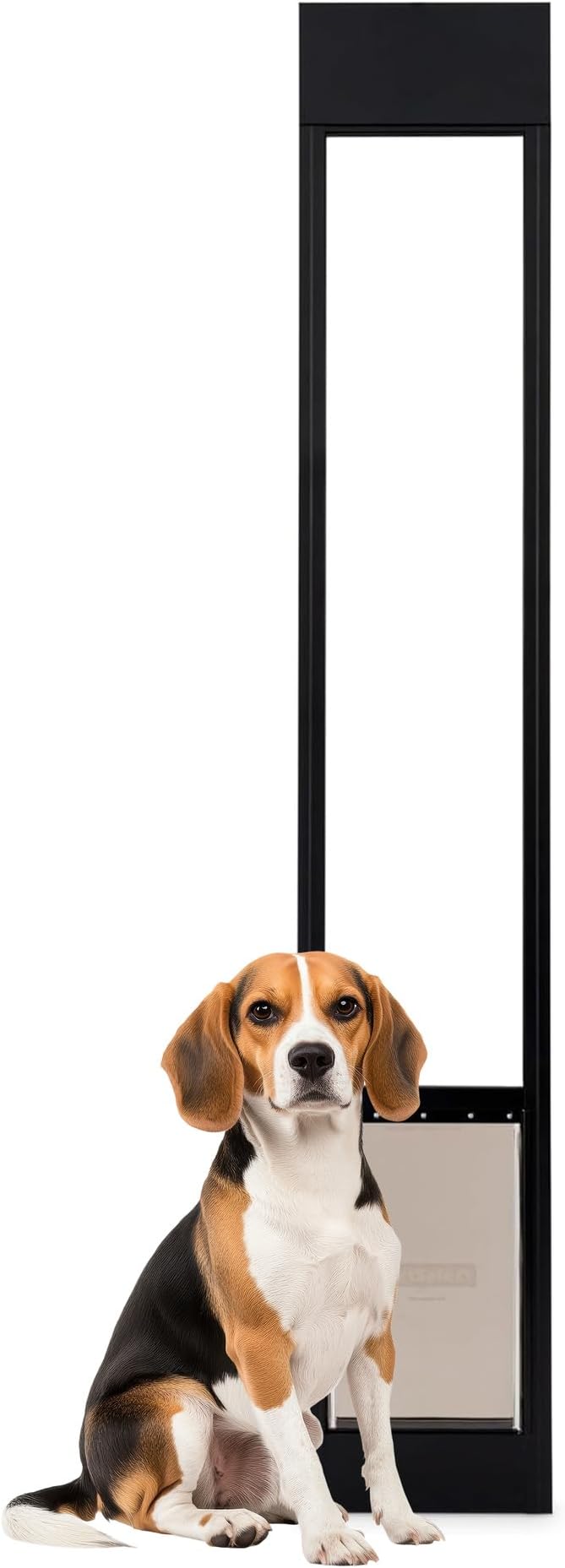 PetSafe 1-Piece Sliding Glass Pet Door for Dogs & Cats - Adjustable Height up to 80 11/16"- Medium, Black, No-Cut DIY Install, Aluminum Patio Panel Insert, Great for Renters or Seasonal Installation