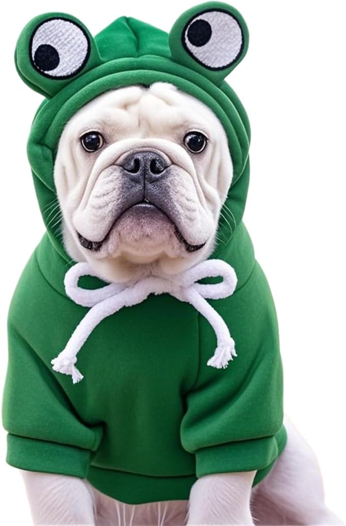 Pet Clothing Dog Transformation Frog Hoodie Autumn and Winter Warm Small Large Dog Method Dou Cat Bullfighting Clothes (Frog,XL)