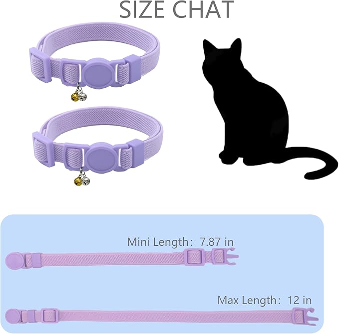 Umicclist Breakaway Cat Collar with Bell, Safety Buckle Kitten Collar, Elastic Strech Quick Release, Adjustable Lightweight Collars for Girl Boy Cats, Pet Supplies, Accessories, Gifts Purple