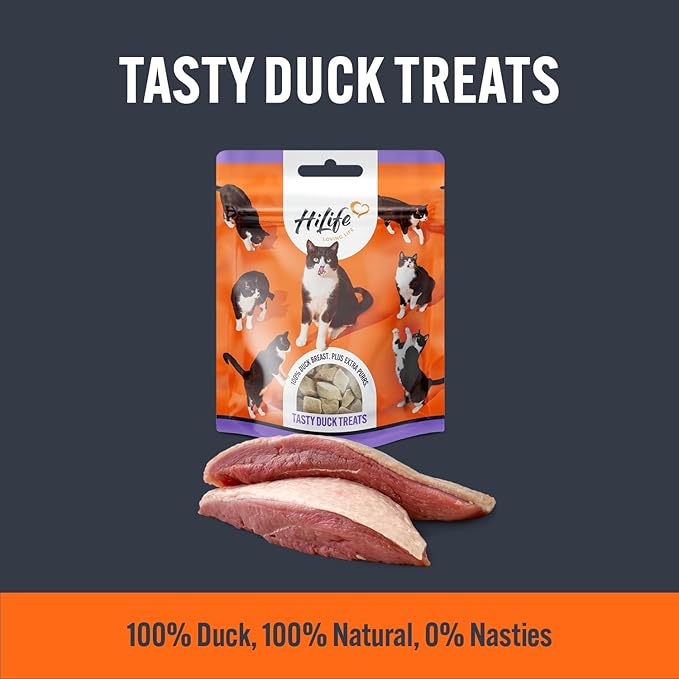 HILIFE,Duck Treats It's only Natural Cat Treats - 100% Duck Breast, 100% Natural Grain Free, 12 Bags x 10g