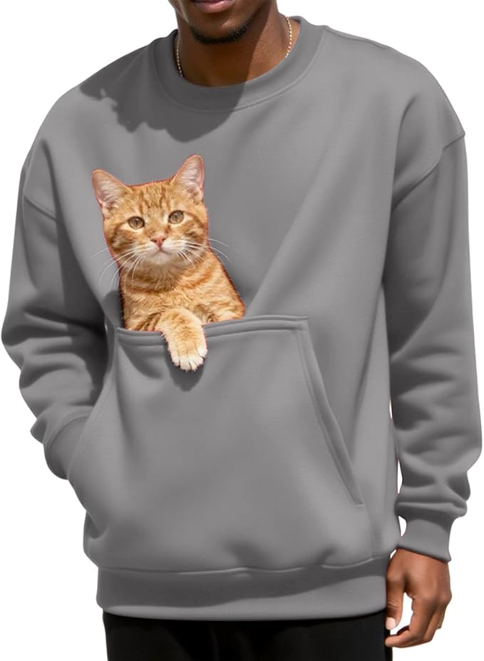 Pet Pouch Sweatshirt Men Kangaroo Pocket Pullover Puppy Cat Care Shirt Dog Carrier Top Animal Holder Crewneck Unisex
