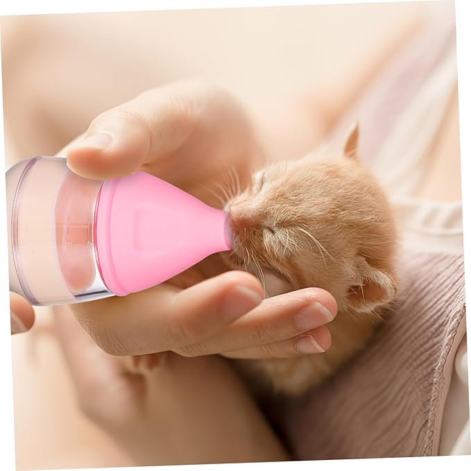 Pet Nursing Bottle for Kittens Puppies Feeding Bottles with Replaceable Nipples Cleaning Brush Safe Ergonomic Design Measurement Marks