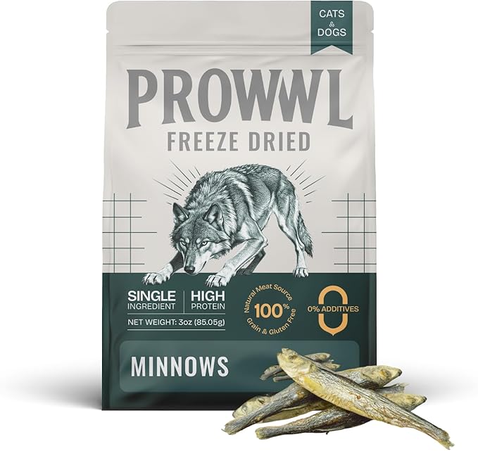 Freeze Dried Minnows Cat & Dog Treats for Training, Healthy High Protein Limited Single Ingredient Pet Food Snacks for Small, Medium, and Large Dogs Cats (Raw Minnows, 3oz)
