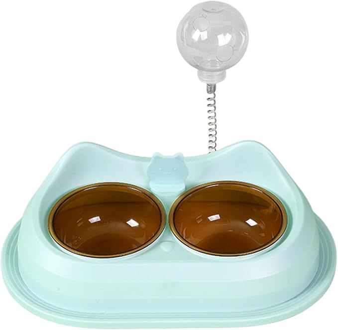 Practical Pet Double Bowl Dry Food Watering Food Feeding for Cats Feeding Dish Pet Supplies Neck Protections Cats Bowl