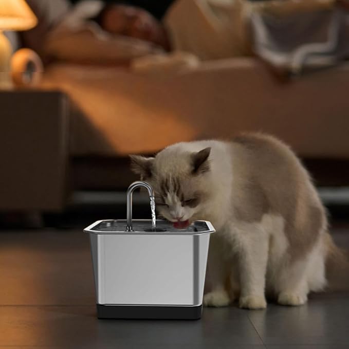 Cat Watering Fountain,3.5L Stainless Steel Automatic Cat Water Dispenser Cat Dog Waterer Pet Drinking Fountain Pet Drinking Dispenser for Indoor Pets Drinking
