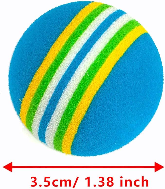 VOVIGGOL 12 Pack 2 Color Rainbow Cat Toy Balls Soft EVA Foam Interactive Indoor Kittens Favorite Toys 1.38" Dia. Small Dogs Puppies Toy Balls Bulk Activity Chase Quiet Play Sponge Ball