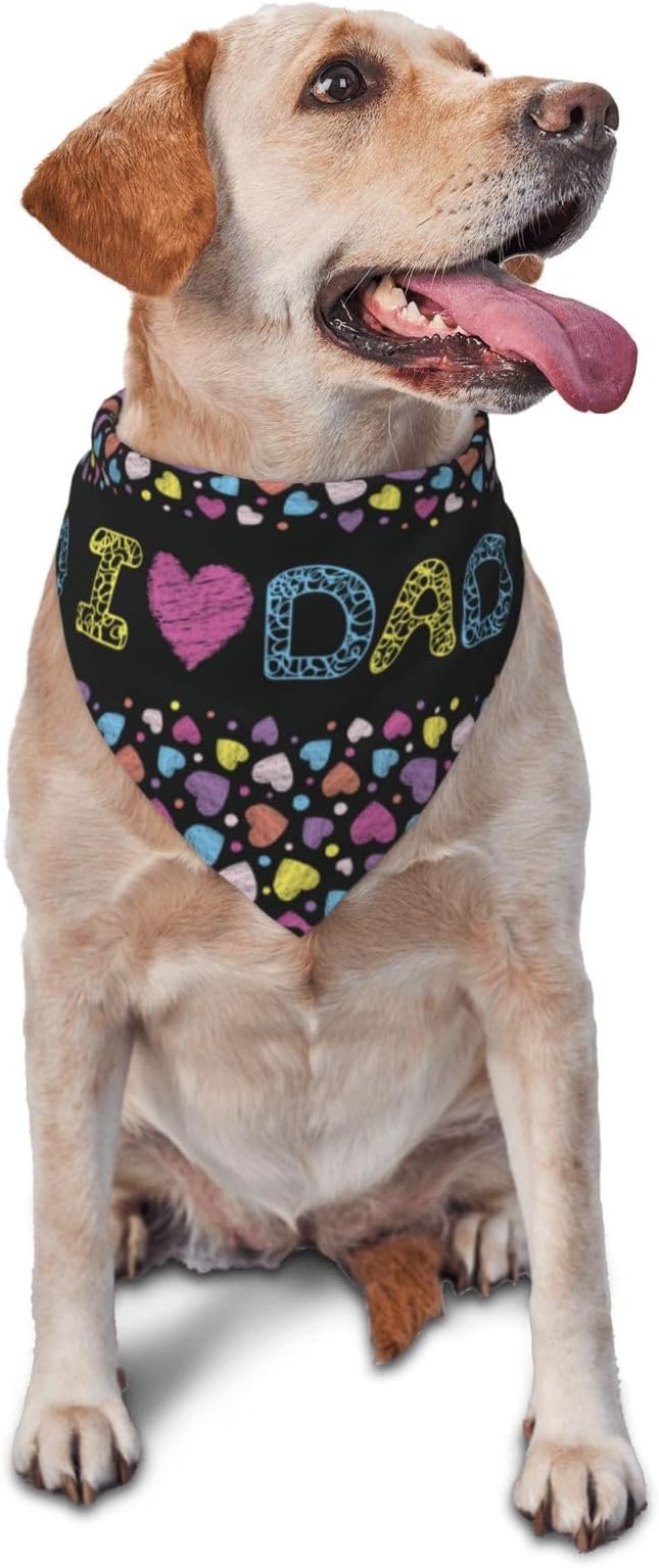 Happy Father's Day Dog Bandana Adjustable Reversible Triangle Dog Scarf Scarves Pet Bibs Costume Accessory Decor for Cats