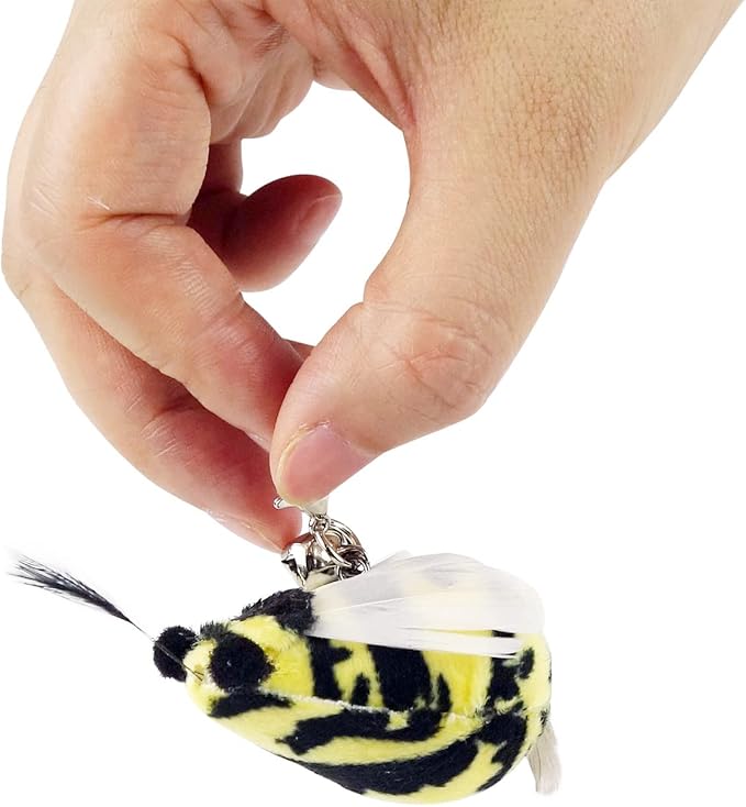 TTcat Cat Toy Replacement Cat Toy Refills, 4 Pcs Simulation Insects and Bird Feathers Refills, cat Wand Toy attachments for Cat Wand.
