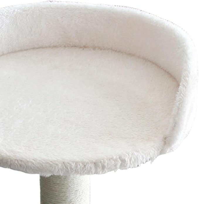 Desktop Cat Bed Round Hammock Elevated Perch for Indoor Cats Soft Stable Easy Assembly Kitten Furniture- White
