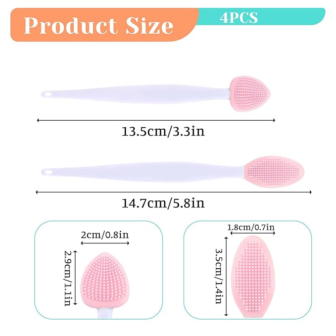 JJUNW 4Pcs Cat Acne Chin Treatment, Cat Acne Brush Set, Black Seed Exfoliating Brush, Dual Sided Silicone Cat Brush, for Cats Chin Acne and Blackhead Exfoliation