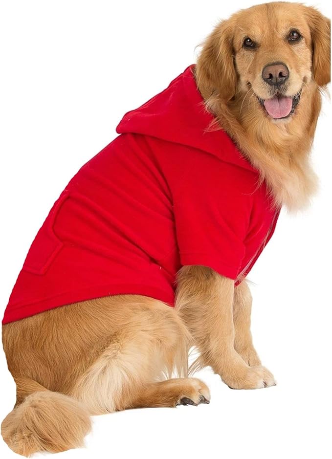 Pet Pjs - Bright Red Pet Pjs Fleece Hoodie Sweaters - Medium (Fits Up to 25 lbs) - Pet - Medium (Fits Up to 25 lbs)