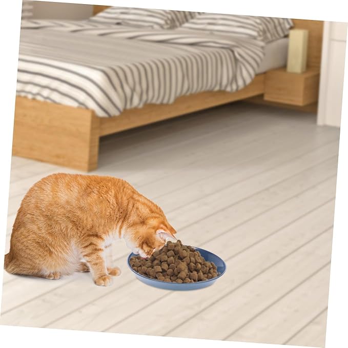 SHINEOFI 8pcs Cat Food Dish Set Shallow Wide Bowls, Round Sturdy Plastic Pet Feeding Plates for Wet and Dry Food, Mixed Colors, Suitable for Multi-cat Feeding and Watering Random Style